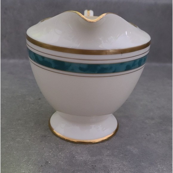 Gorham Winfield Japan Creamer 24 KT Gold Hand Banded Fine China White Green - Picture 3 of 6